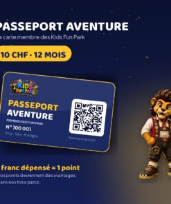Adventure Kids Fun Park Passport — 10 CHF membership card valid for 12 months with Zako