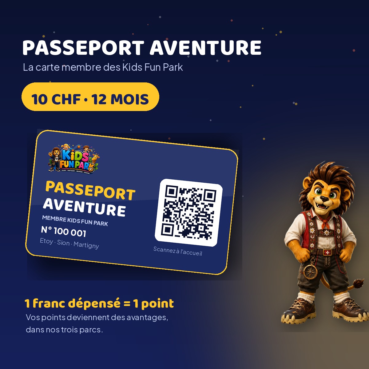 Adventure Kids Fun Park Passport — 10 CHF membership card valid for 12 months with Zako